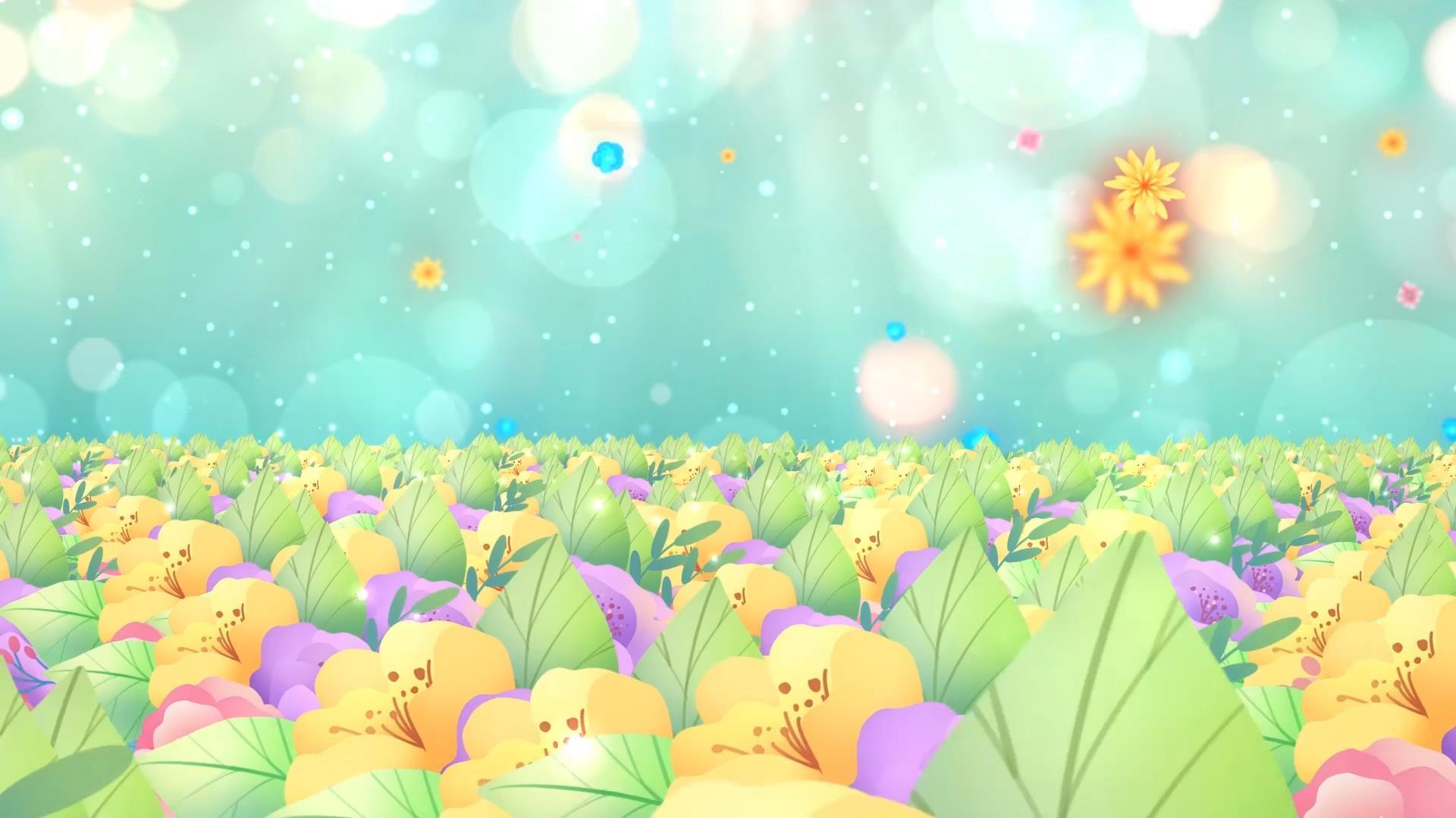 唯美温馨动态花海粒子花朵光晕闪烁舞台背景视频的预览图