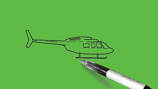 通过抽象的绿色背景颜色组合绘制警用直升机视频的预览图
