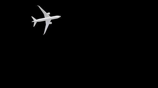 黑色背景上的飞机飞行路径就像黑色背景一样视频的预览图