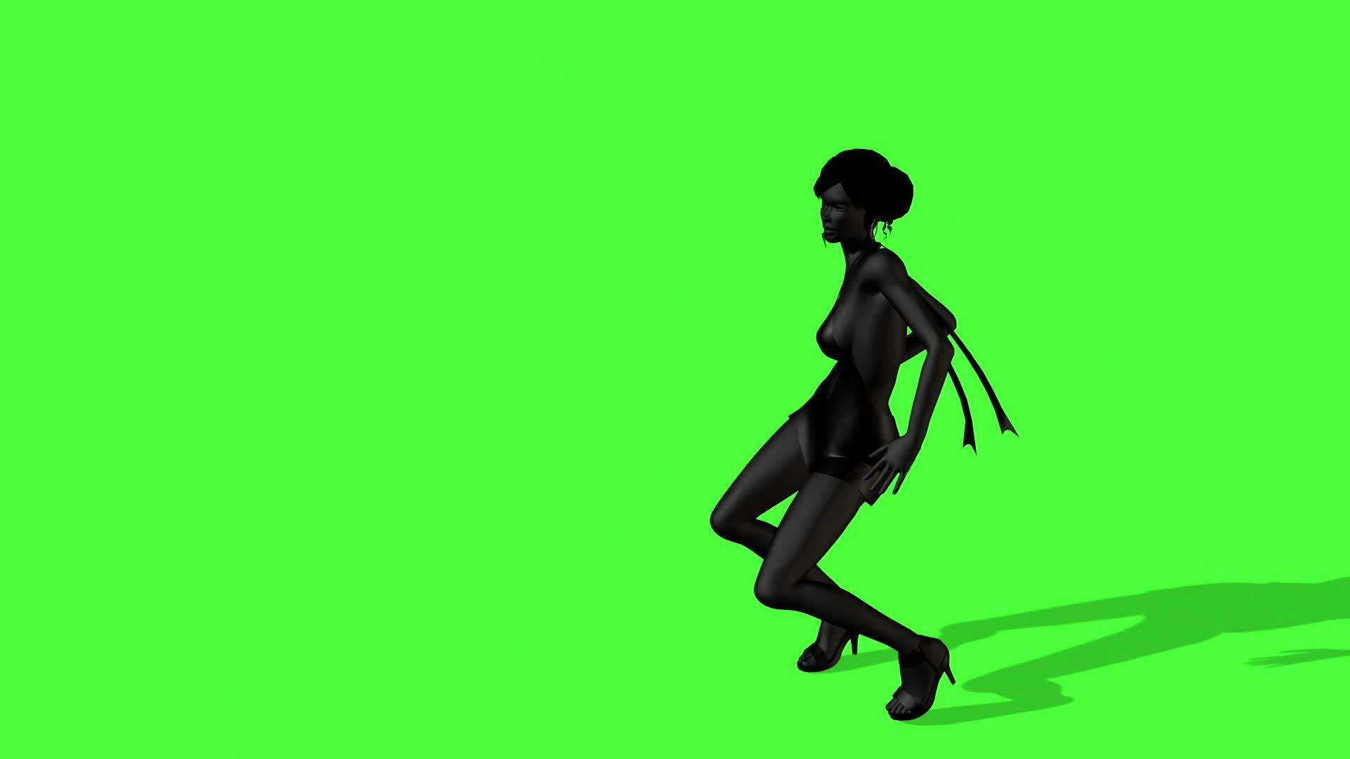 3d绿色屏幕上的女子优丽舞蹈动画视频的预览图