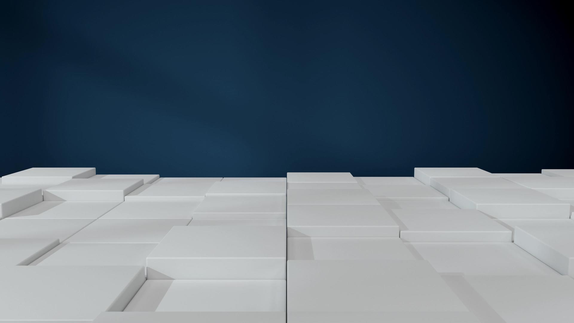 白色波浮立方地板蓝墙背景3D翻接视频的预览图