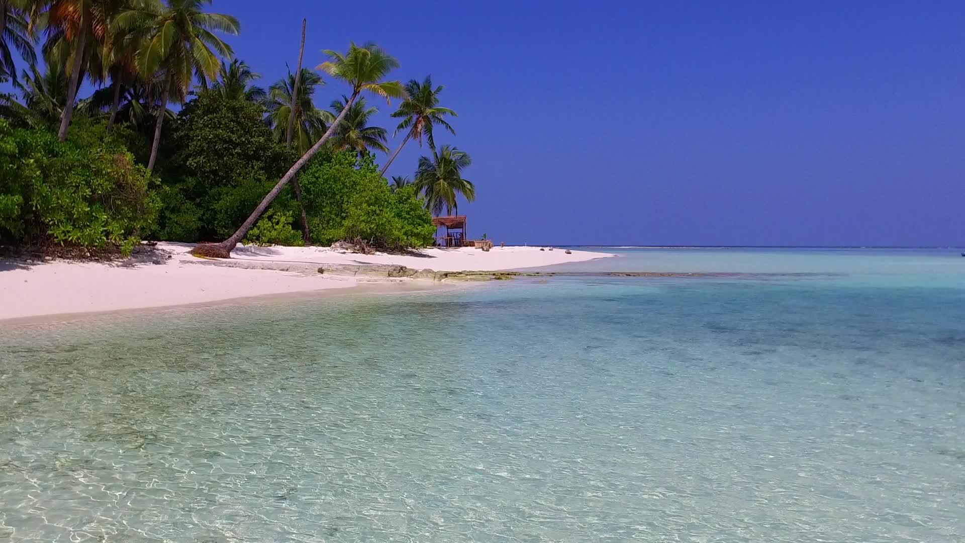 阳光明媚的热带海岸线海滩经过清海和度假胜地附近视频的预览图