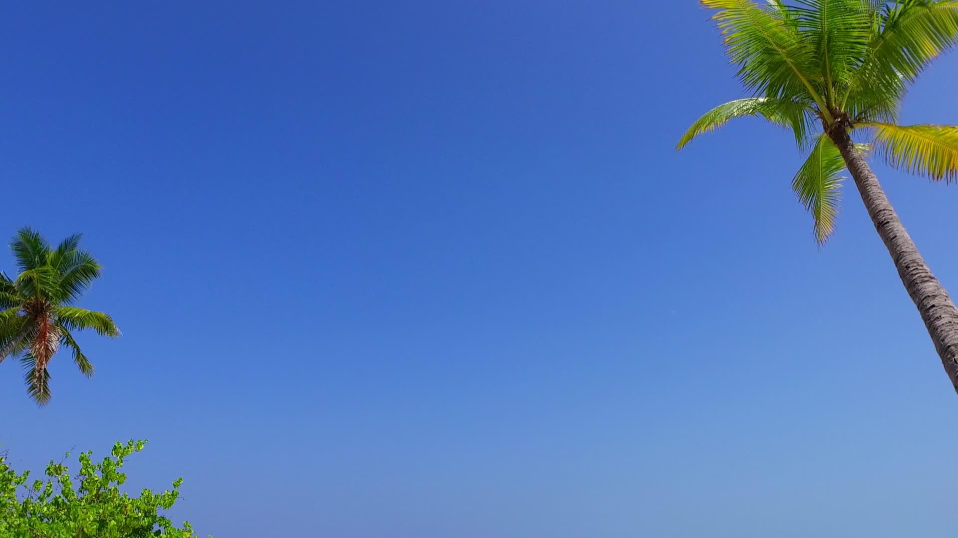 蓝色的环礁湖和接近冲浪的白色海滩形成了一个安静的海滩视频的预览图