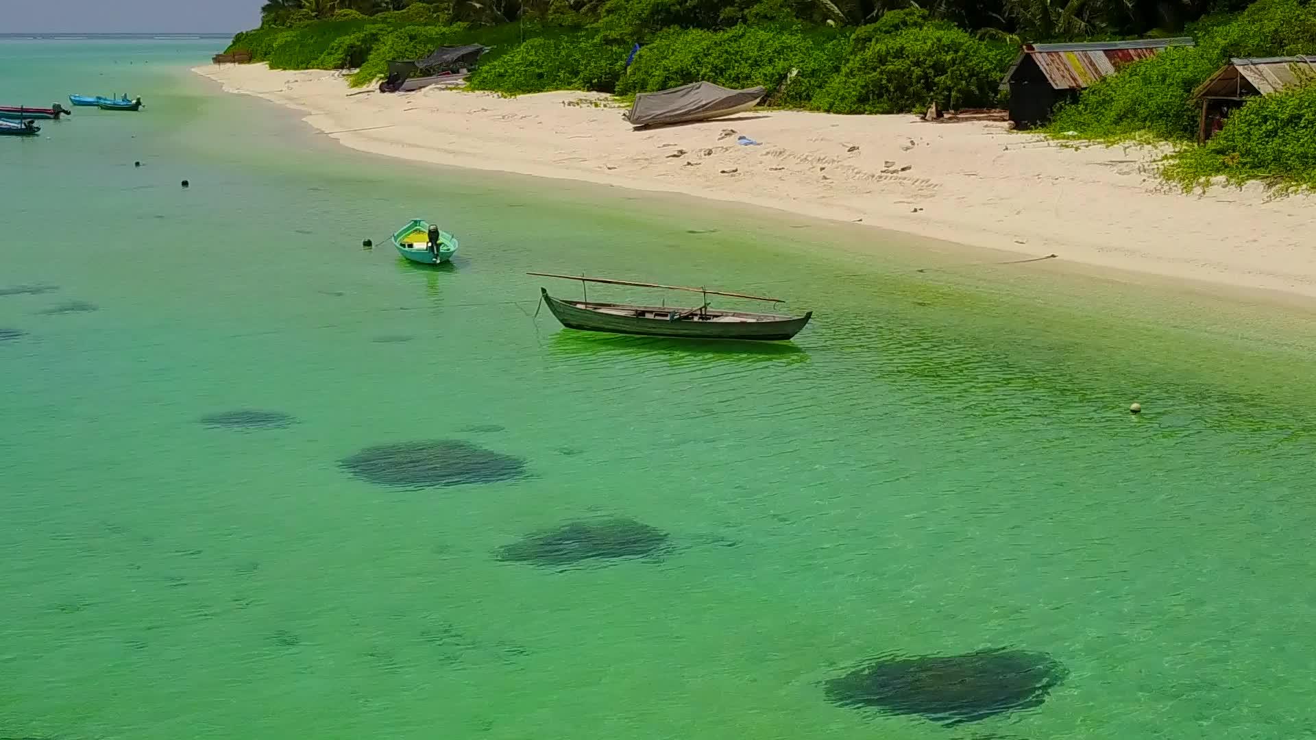 海洋环礁海滩探索珊瑚礁附近的白色沙子背景海洋视频的预览图