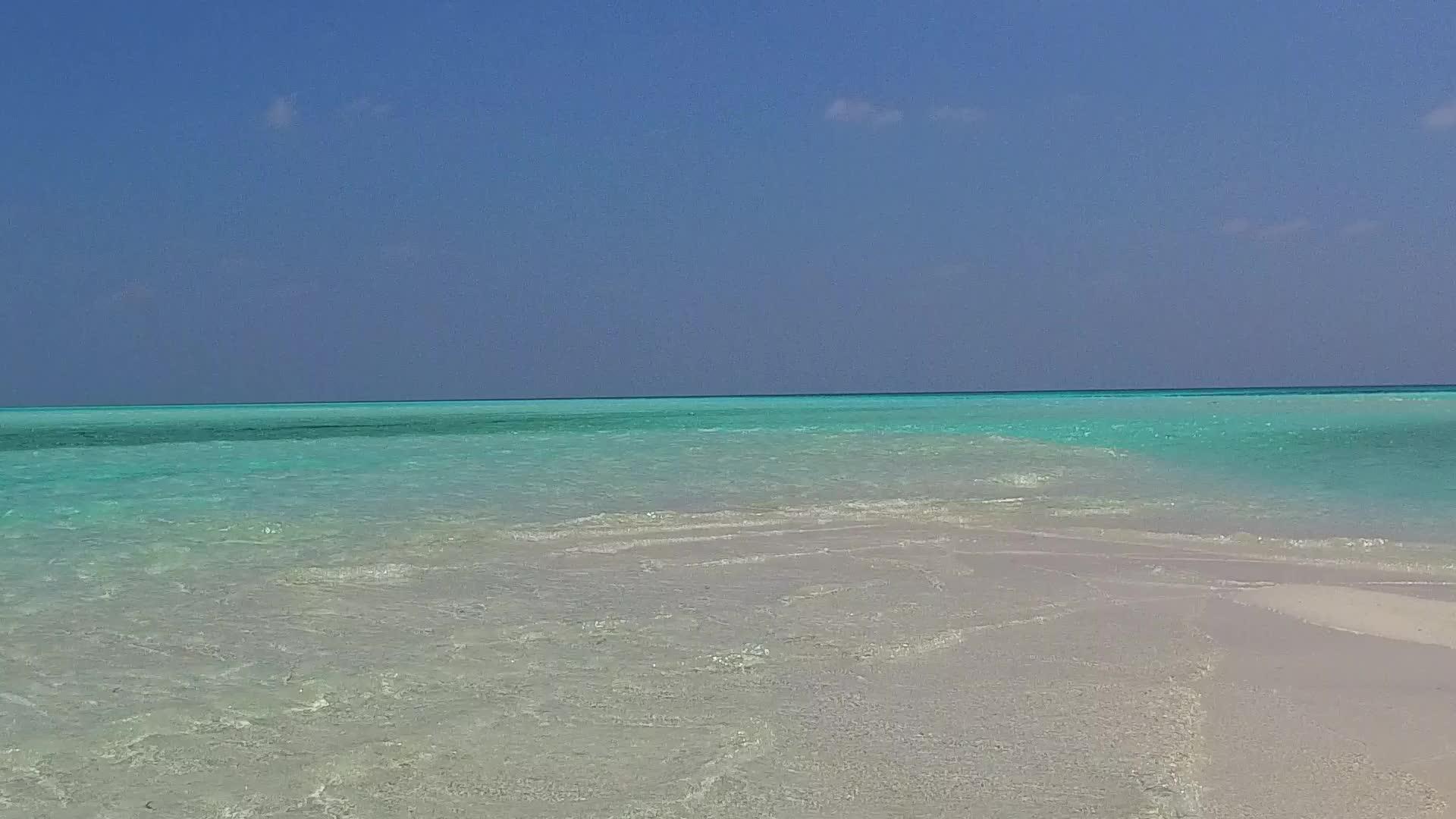 完美的海岸海滩透明的海滩和棕榈树附近的白沙背景视频的预览图
