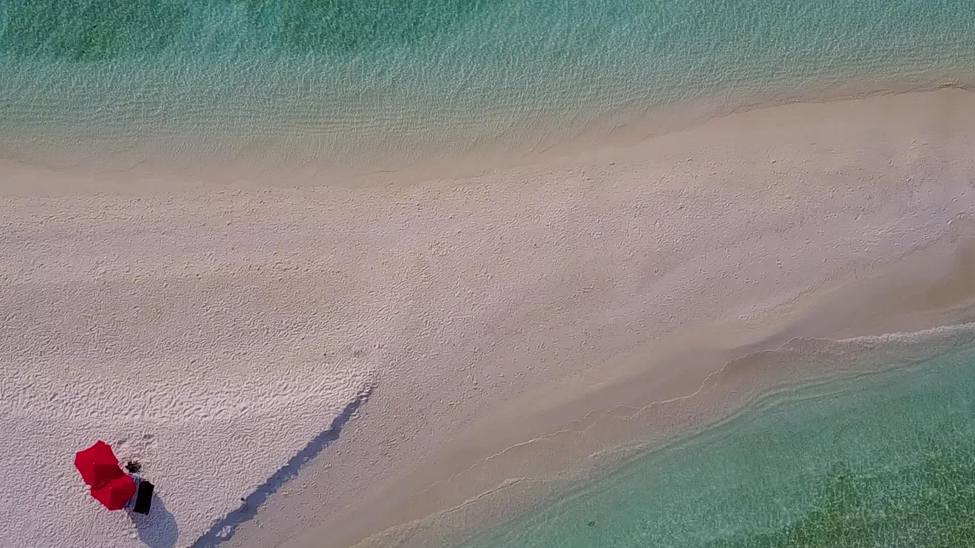 蓝色环礁湖和棕榈树附近的白色环礁湖为生活方式视频的预览图