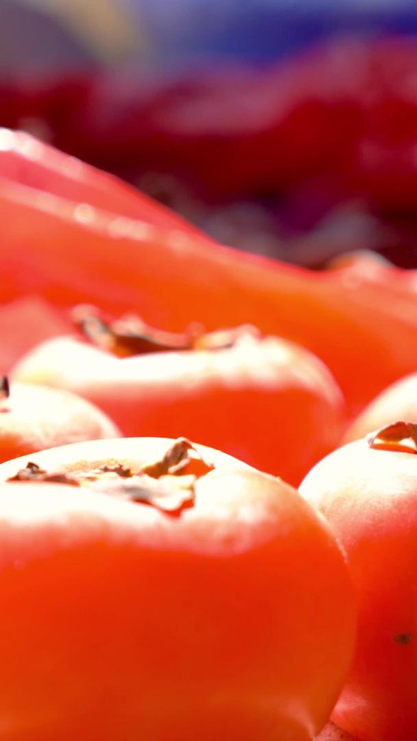 秋季收获季节红色柿子视频的预览图