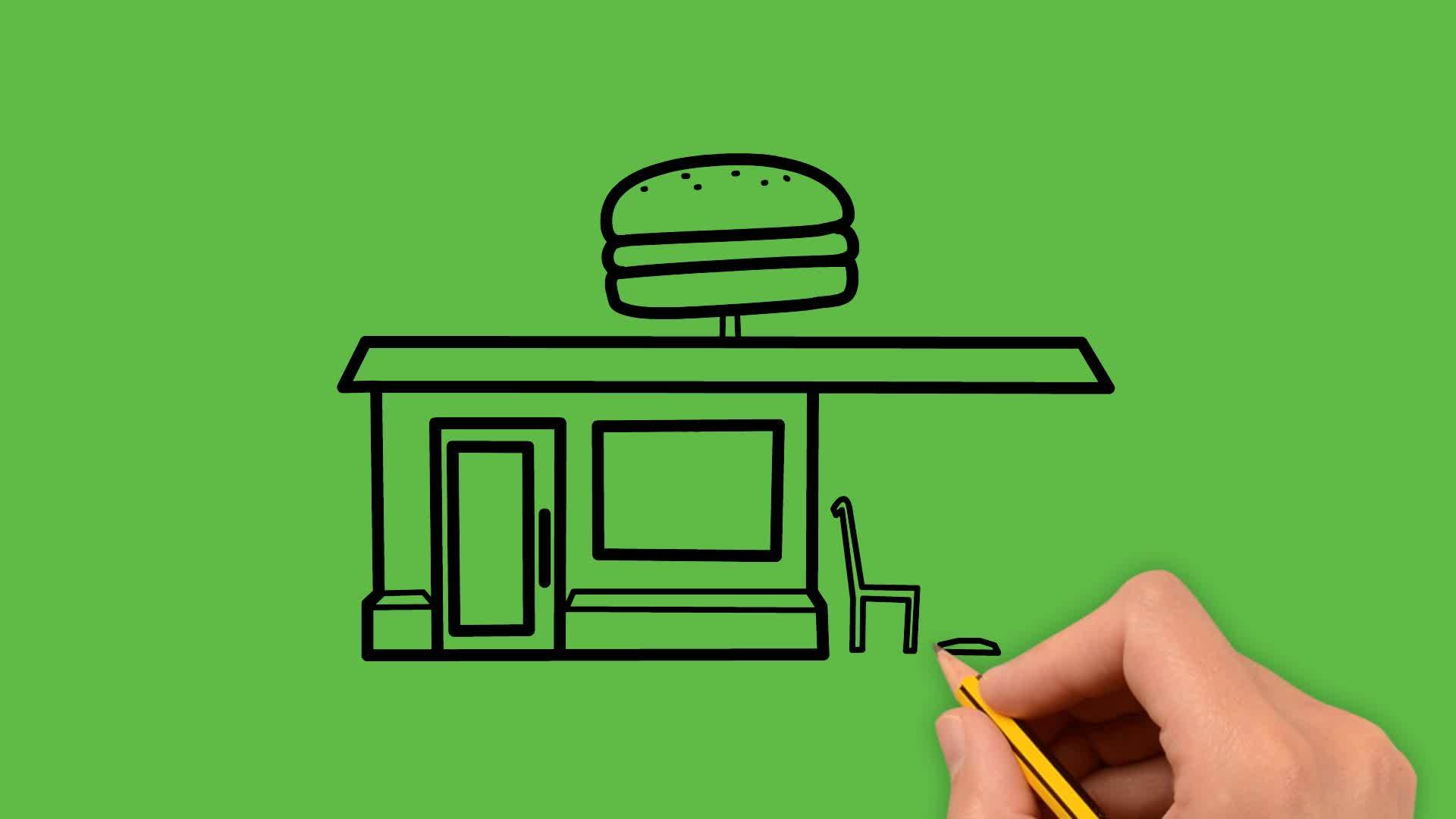 在绿色背景下画黑色和蓝色的汉堡店艺术包括黑色和黑色视频的预览图