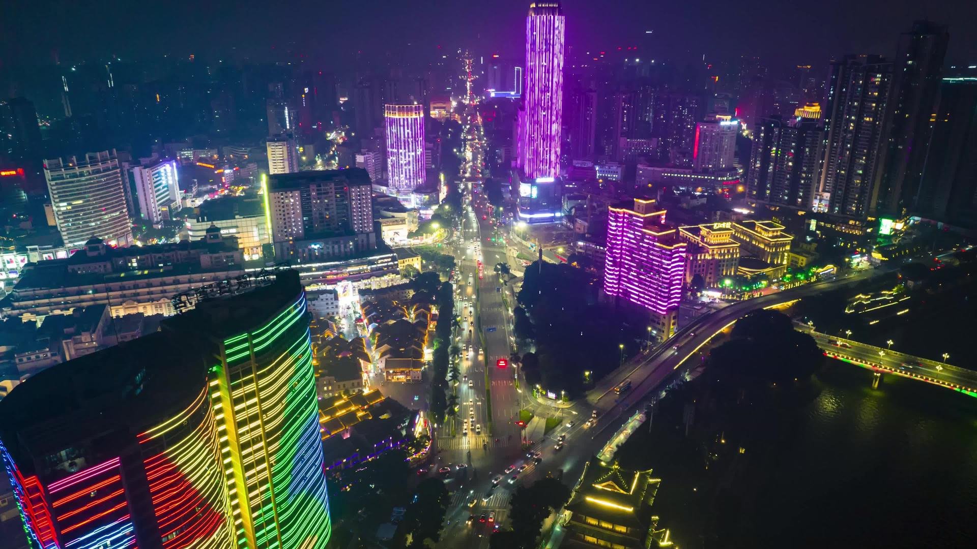 延迟移动广西南宁城市夜景灯光航拍视频的预览图