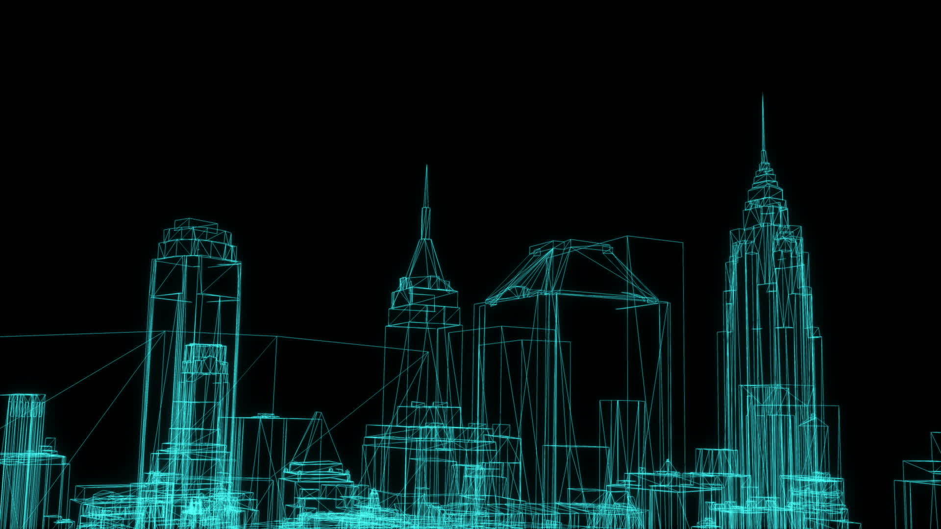 城市电线框架模型动画3D视频的预览图
