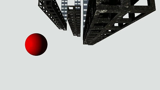 现代抽象梁结构和红球视频的预览图