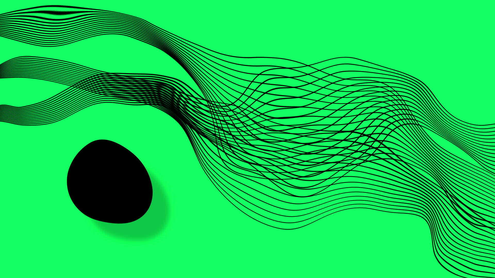 绿色屏幕上的抽象挥舞线动画视频的预览图