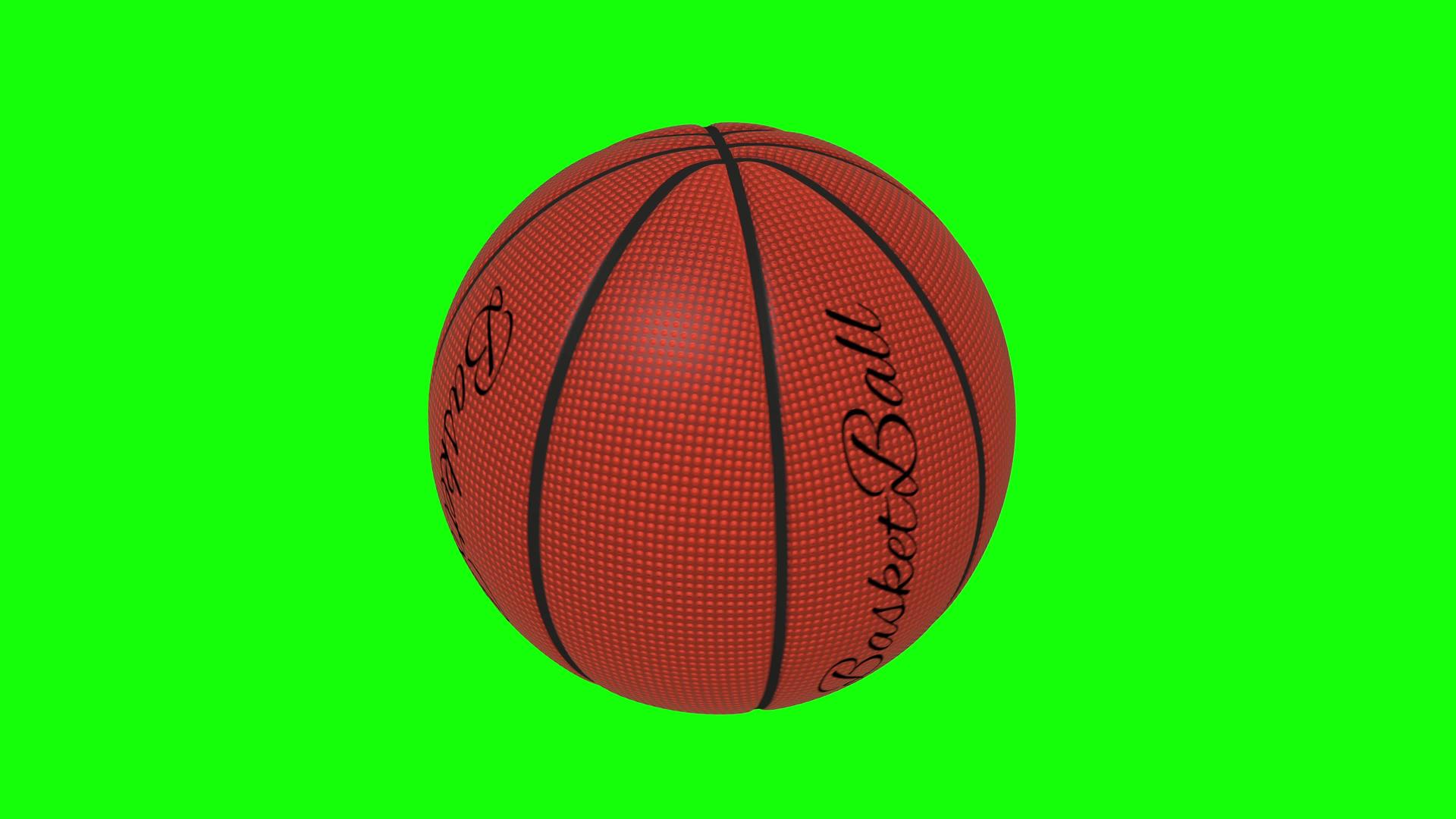 带有文字的篮球篮球环绕着绿色屏幕铬背景上的旋转环视频的预览图