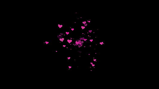 在黑色背景4k粉红红心动画出现在上面视频的预览图