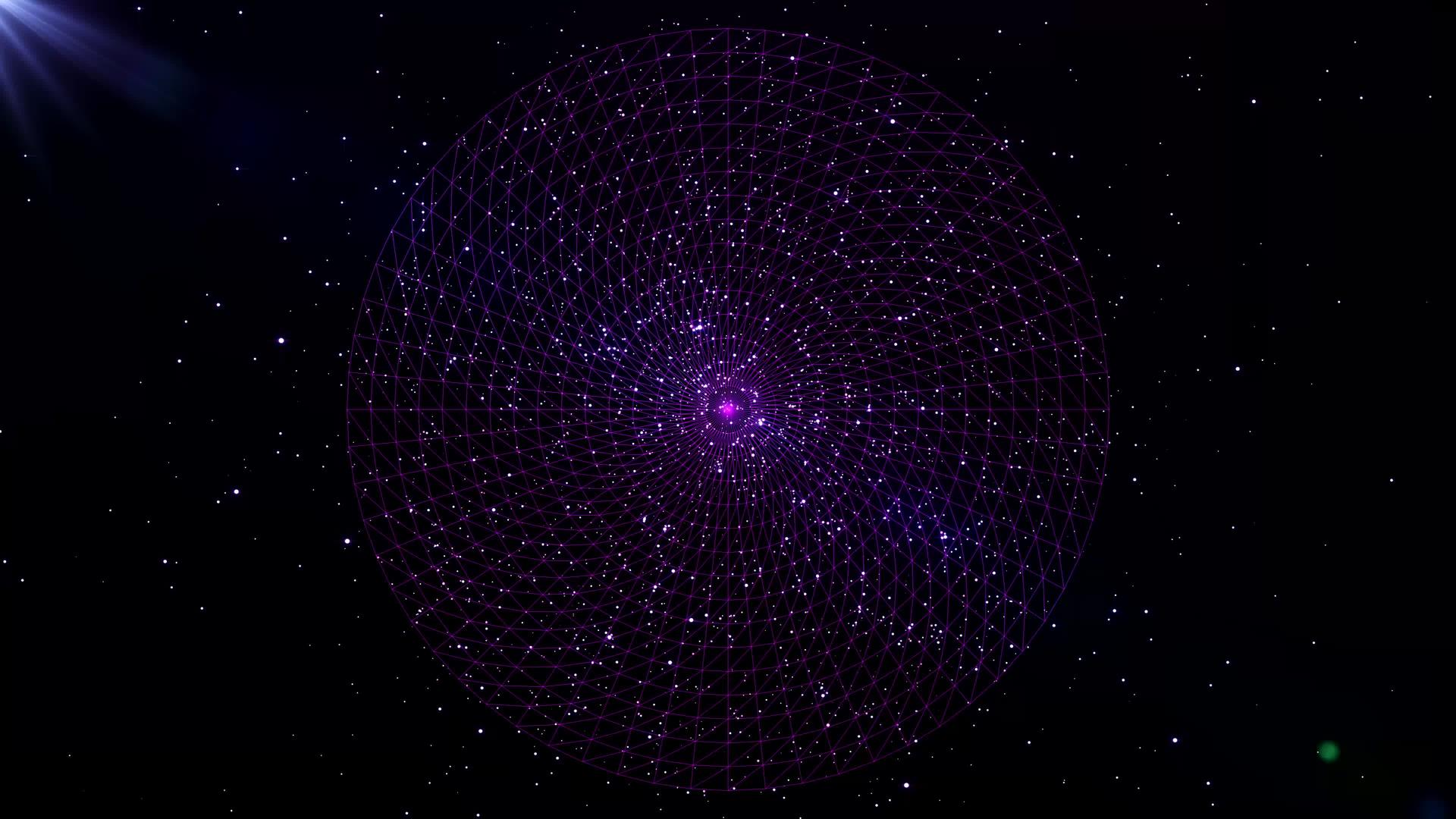 在圆形背景的空空间中对粒子的无序移动进行充电视频的预览图
