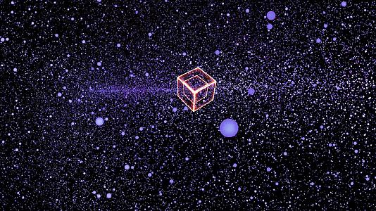计算机抽象火焰立方体和巨大的蓝色粒子数据数字技术视频的预览图