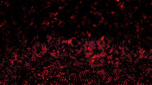 抽象深红色熔岩火焰和深烟数百万粒子图案波形振荡快速移动视频的预览图