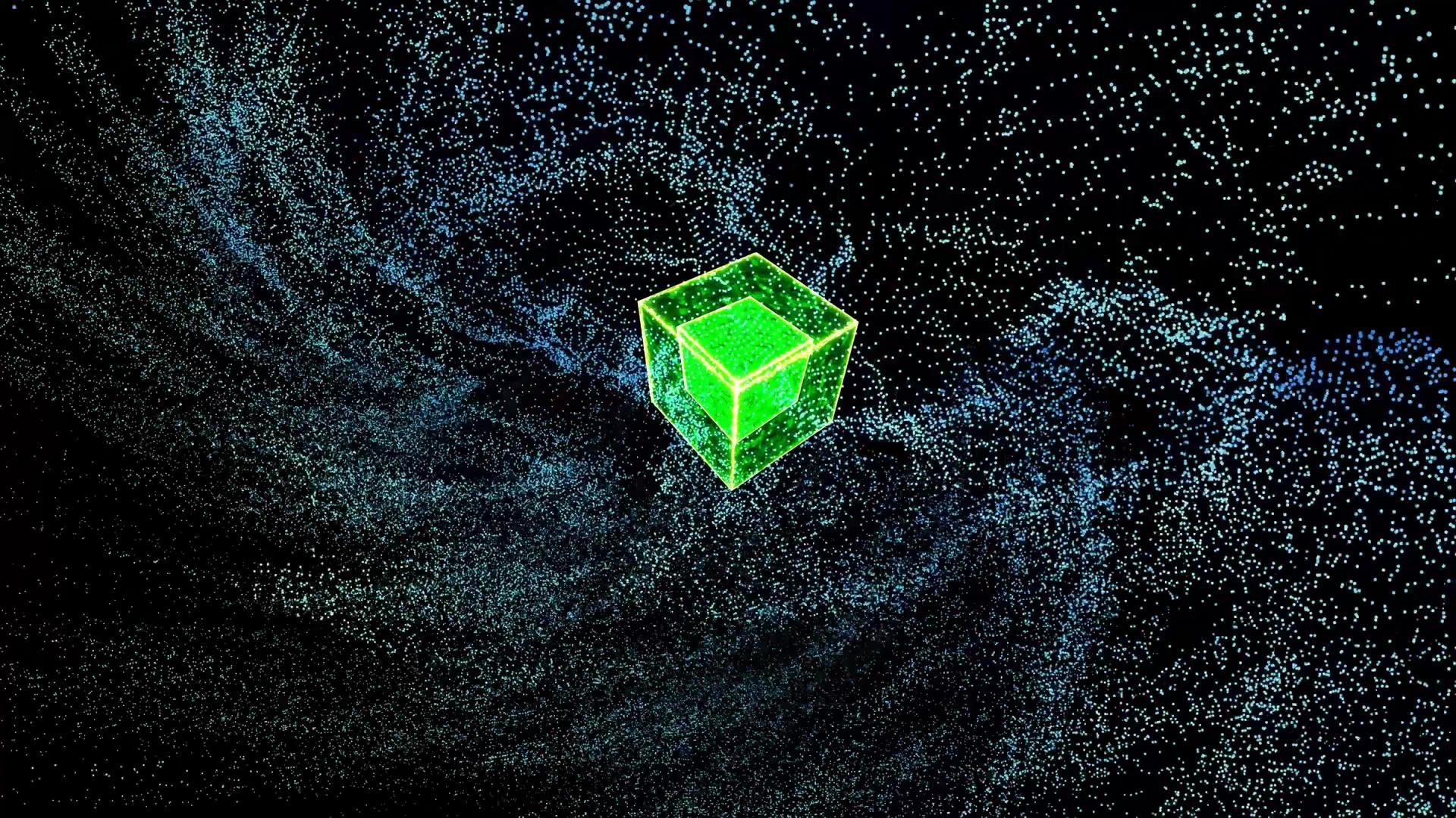 抽象的绿色百万粒子大数据数字技术正在不断移动视频的预览图