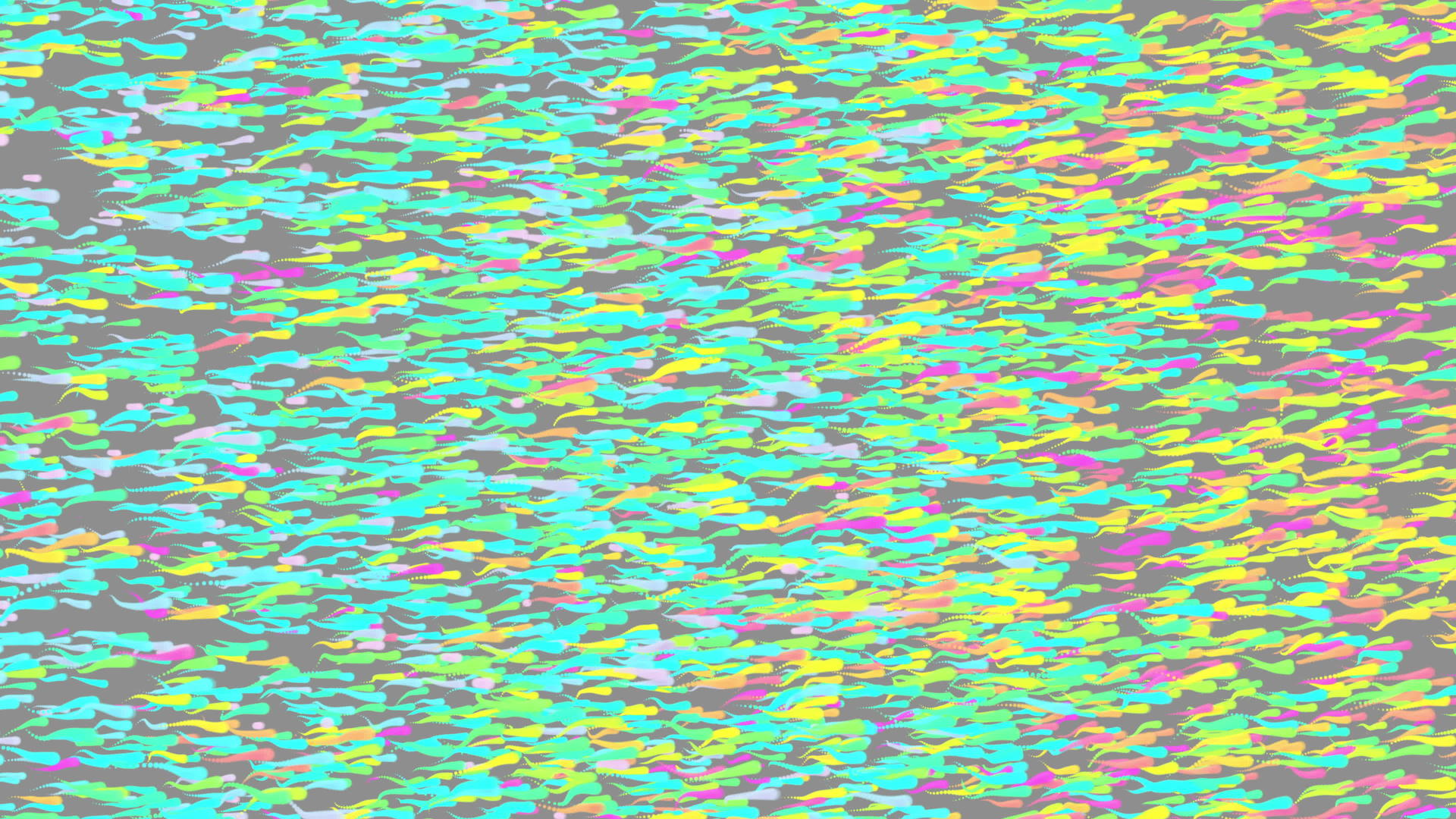 彩色鱼蝌蚪逗号水滴的彩色动画具有彩虹斑驳的移动纹理视频的预览图