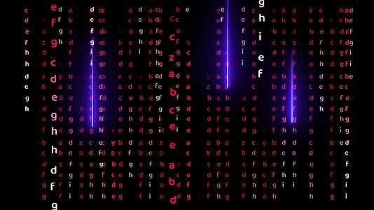 黑屏上的红色字母表和紫色流星的抽象光效应落在黑屏上视频的预览图