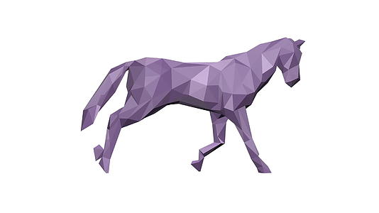 3D低聚铁皮纸马与白色无缝圆形钢对齐视频的预览图