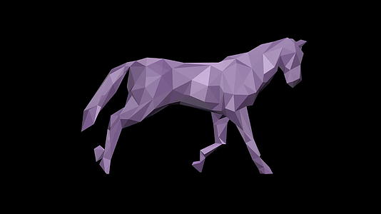 3D低极聚里拉纸马对准黑色无缝环视频的预览图