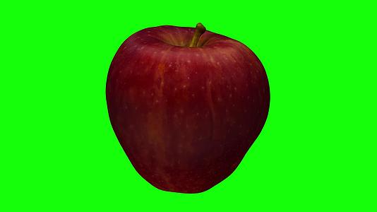 红色美味苹果04旋转绿色背景视频的预览图