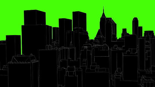 城市绿屏上的黑色3d模型视频的预览图