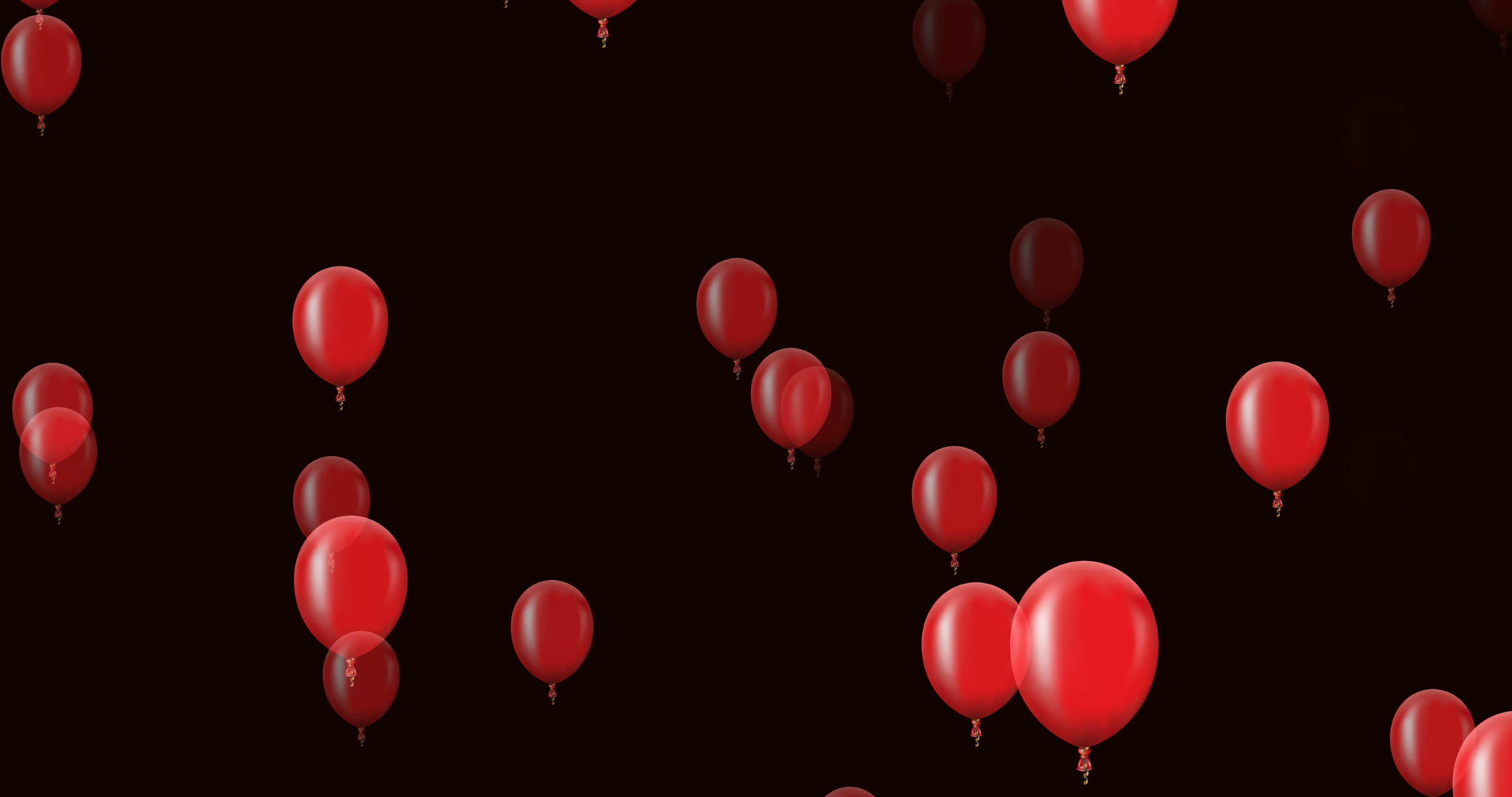 在黑暗的背景下飞行的红色气球周年或生日快乐视频的预览图