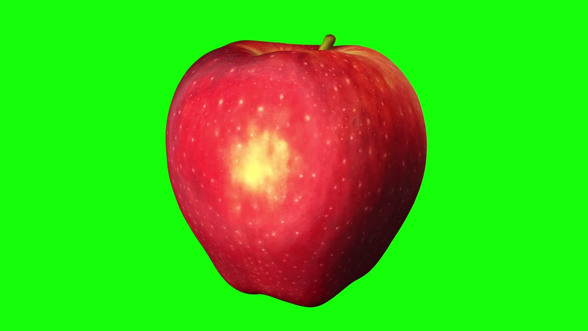 1月1日绿色背景的红色美味苹果旋转视频的预览图