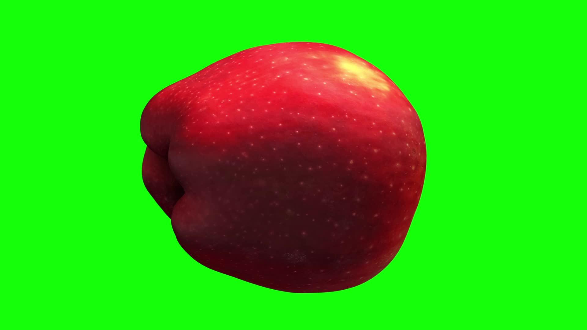 在绿色背景上旋转美味的红苹果02视频的预览图