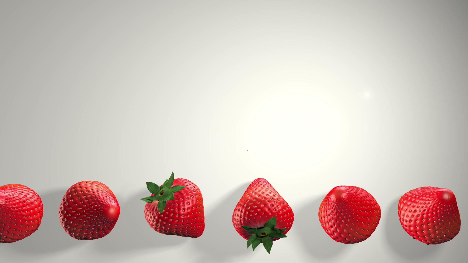 草莓的3D动画新鲜的草莓和白色背景上的绿叶视频的预览图