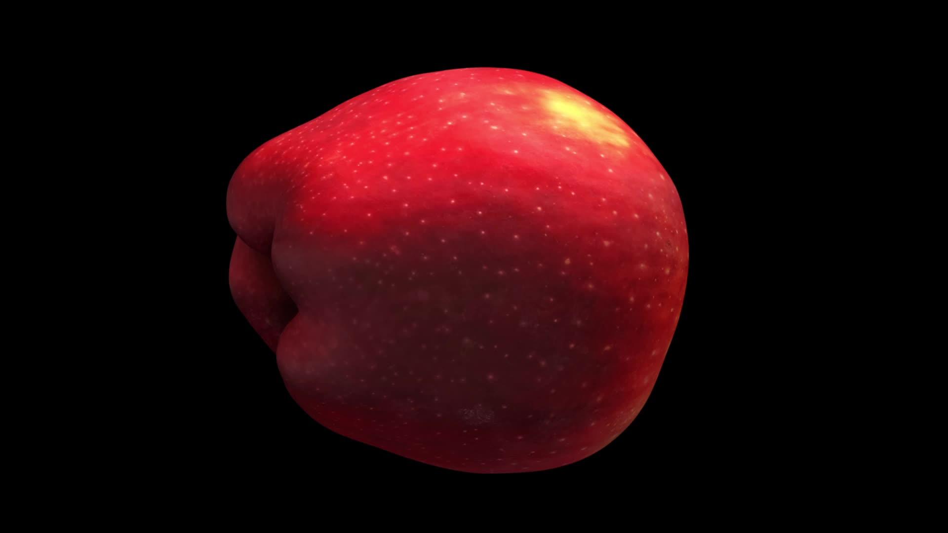 在黑色背景上旋转美味的红苹果02视频的预览图