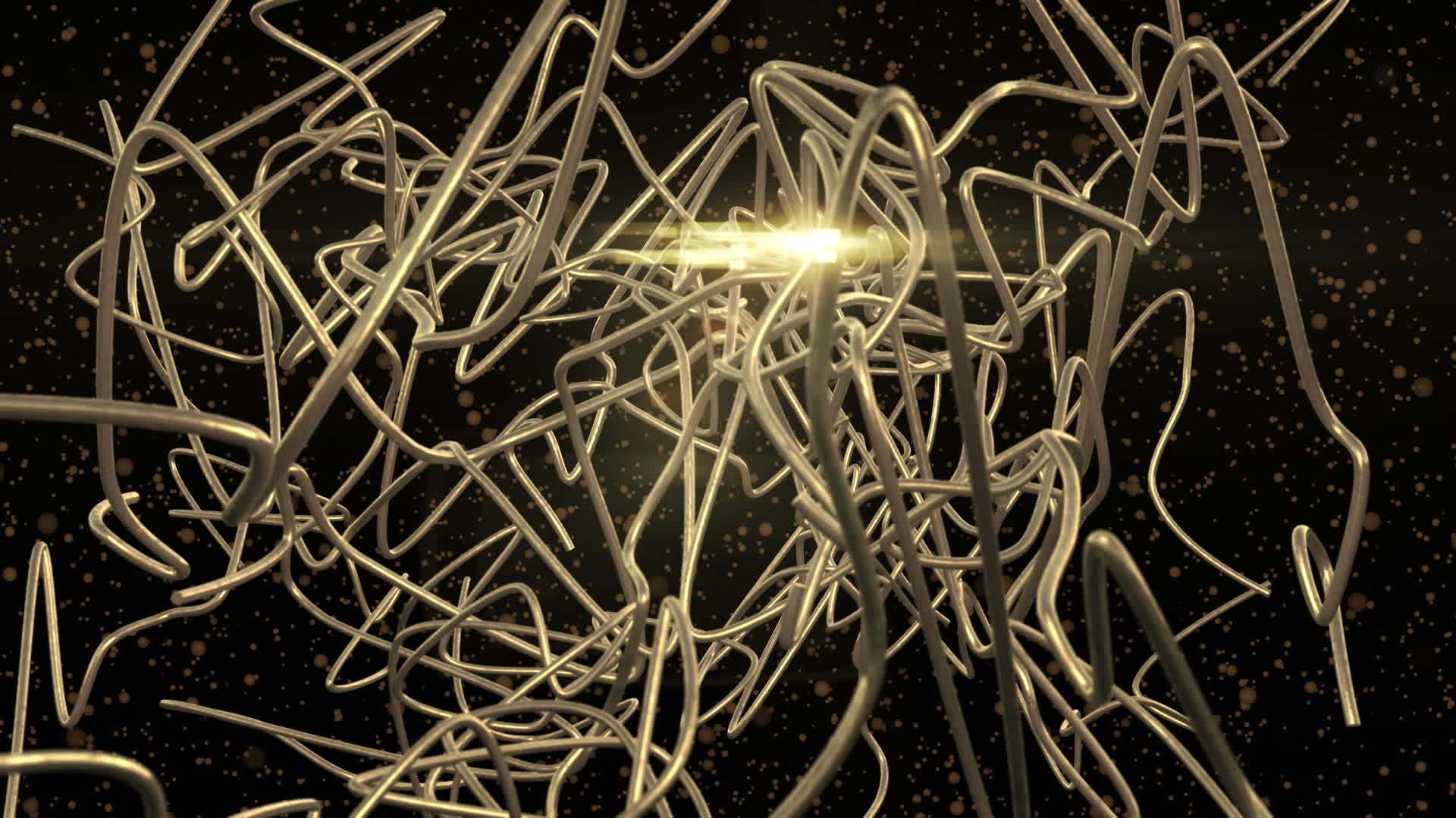 金色螺旋形状的抽象旋转和耀斑3d动画视频的预览图