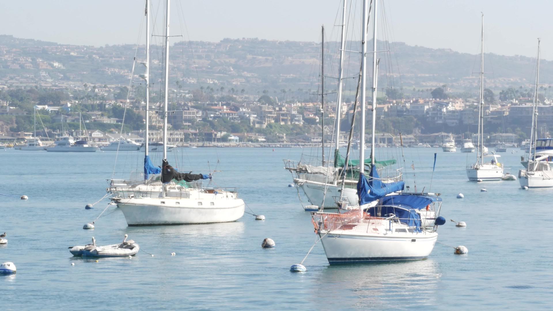 周末码头度假村太平洋海岸有游艇和帆船视频的预览图