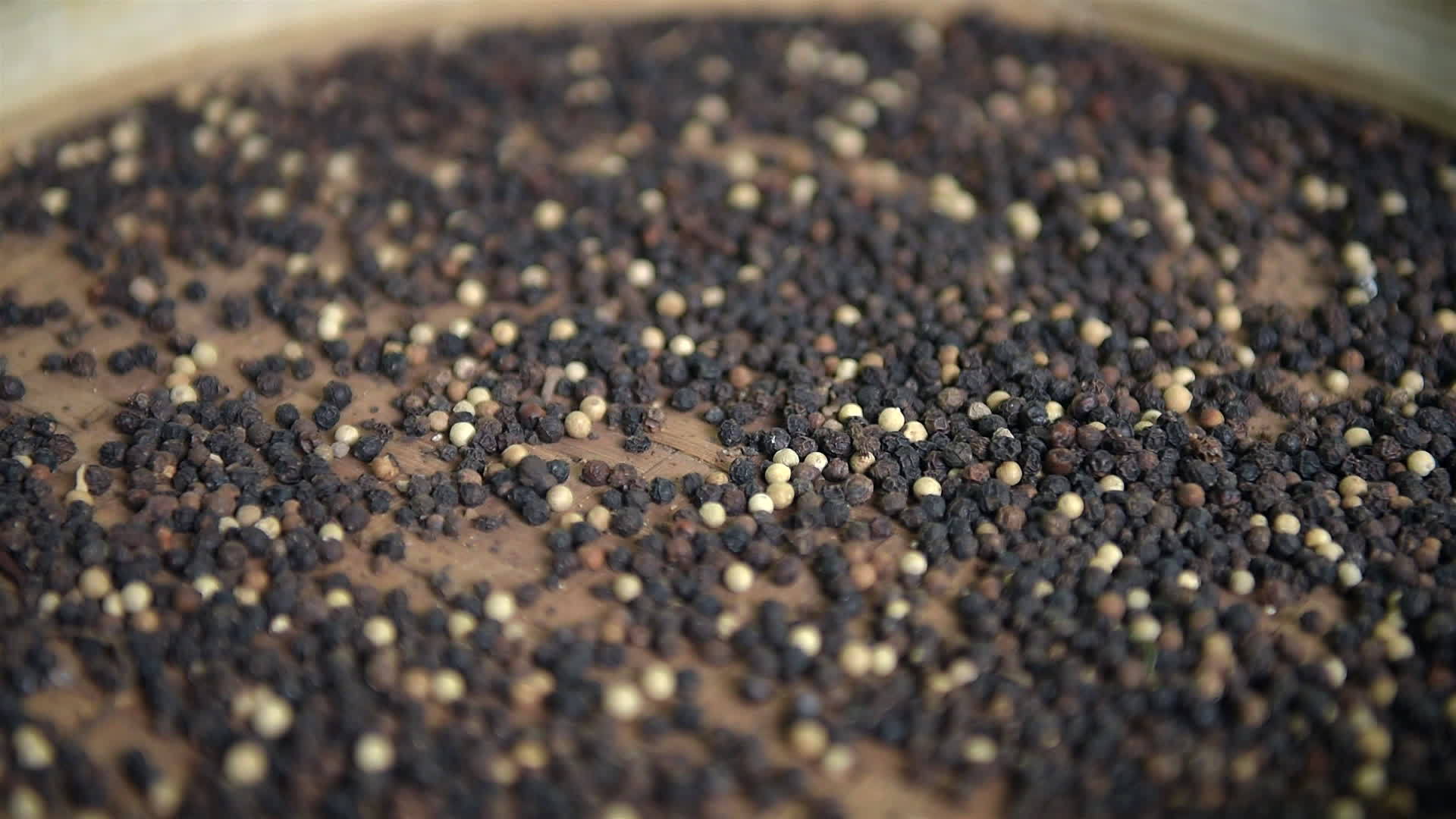 黑胡椒和白胡椒混合在豆类中视频的预览图