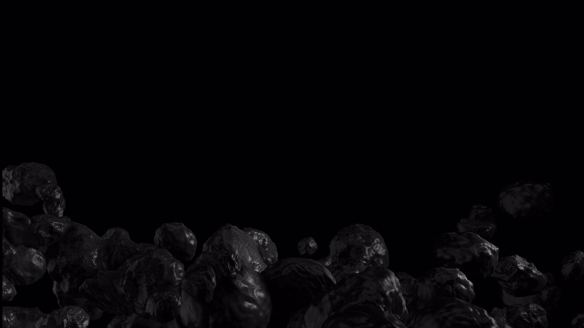 简单背景下的黑石陨石碎片运动小行星环概念3d视频的预览图