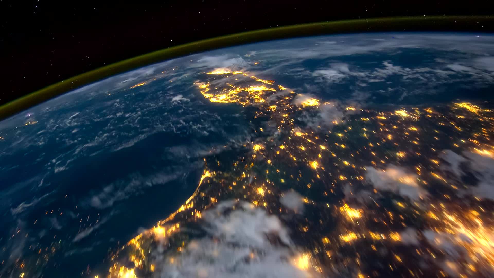 国际空间站国际空间站地球行星夜景空间视图视频的预览图