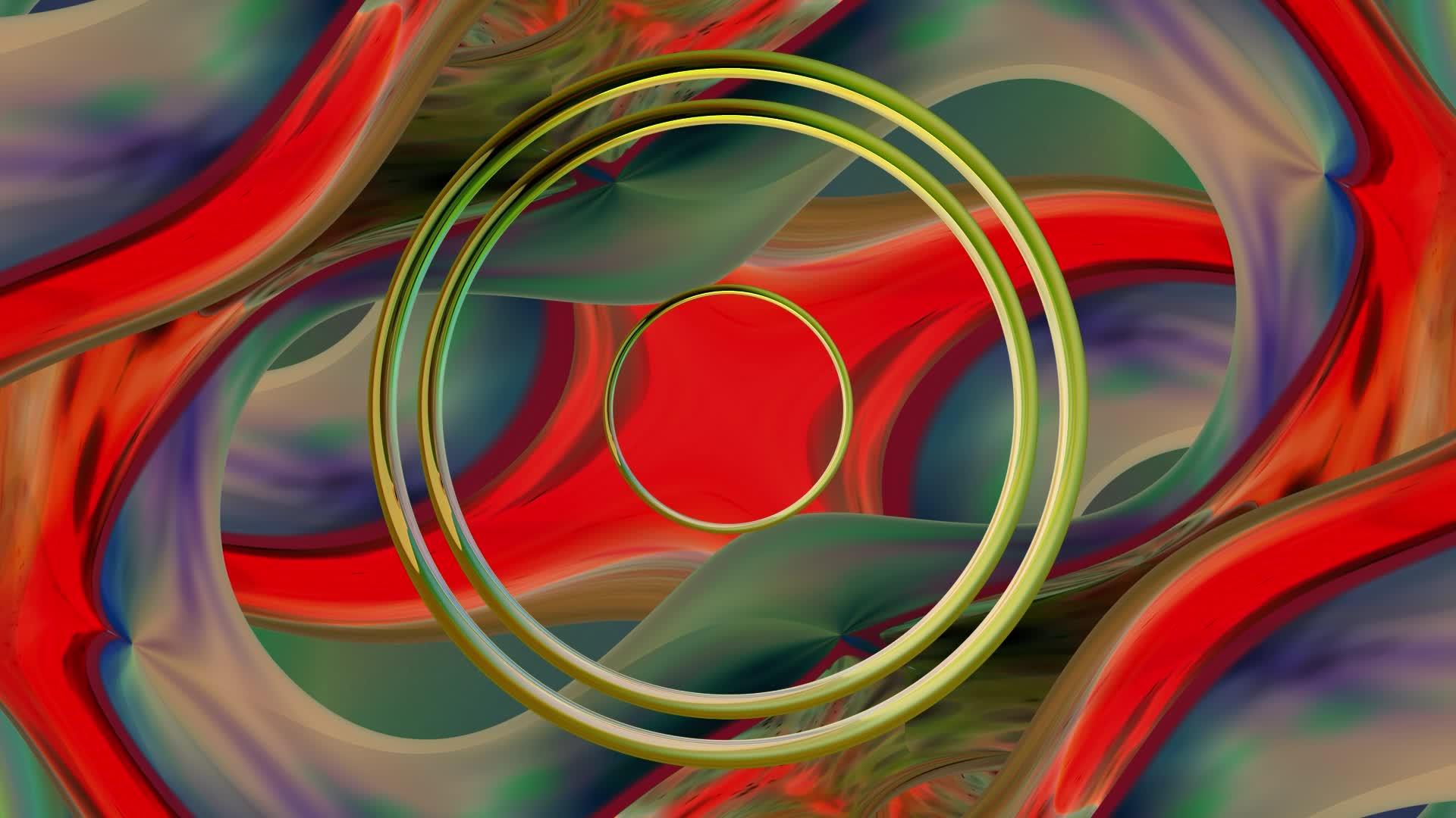 未来红绿背景具有金环运动的抽象视频的预览图
