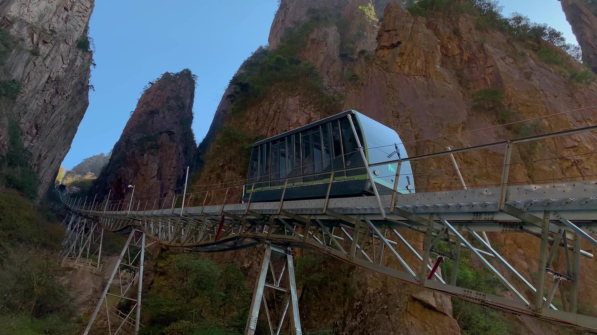 黄山景区著名景点西海大峡谷网红小火车与峡谷全景视频合集视频的预览图