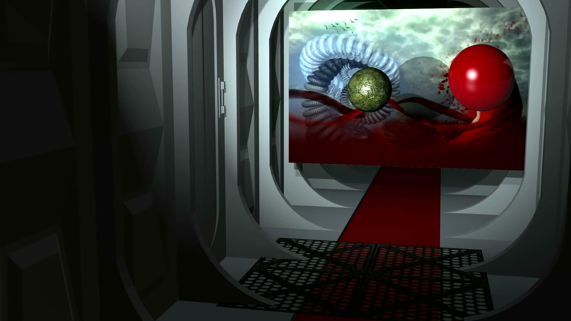 两个球在驾驶舱的太空船上飞行视频的预览图