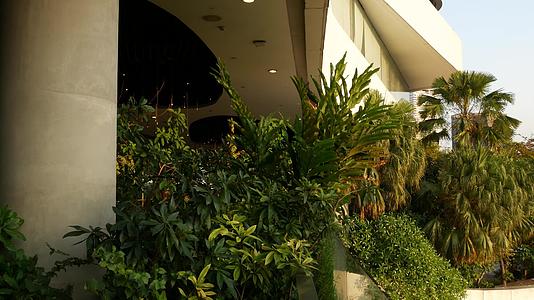 绿色环保理念的购物中心设计露台上的露天花园视频的预览图