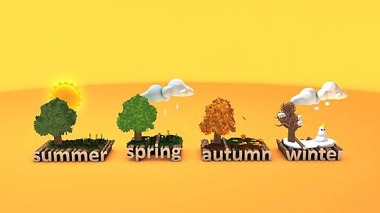 3d模型四季概念动画背景视频的预览图