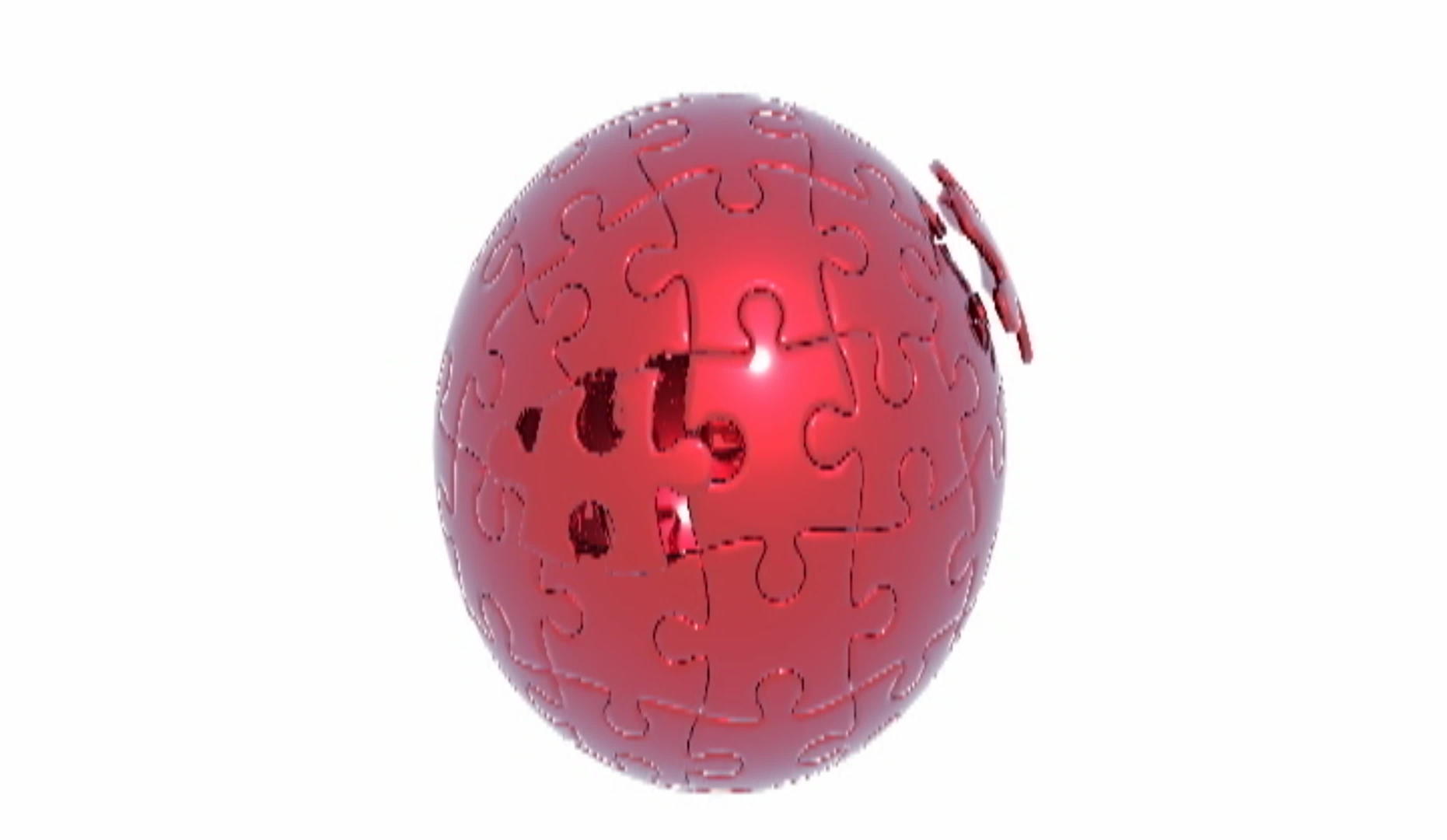 3d带有拼图的红色圆球模型视频的预览图