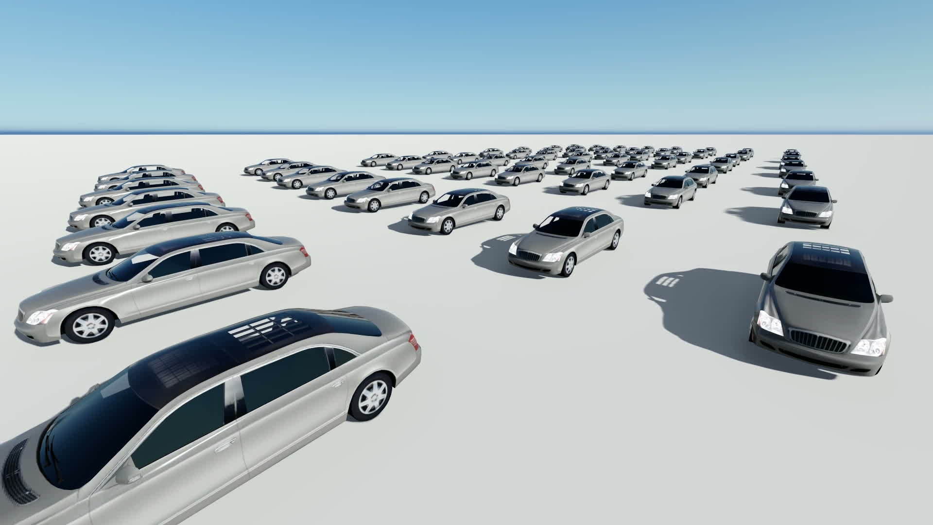 3D动画数百辆红色汽车视频的预览图