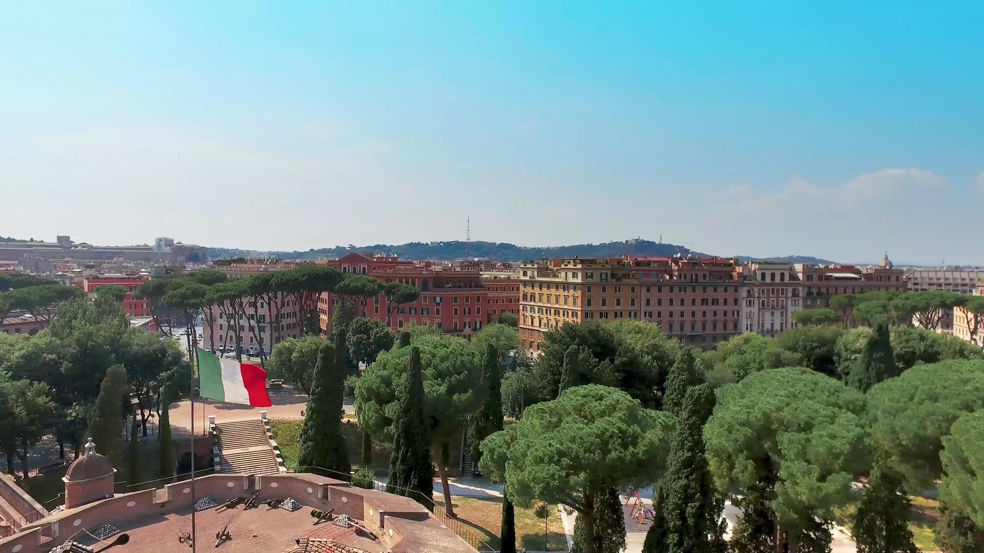 圣安其罗城堡罗马地标的空中全景视频的预览图