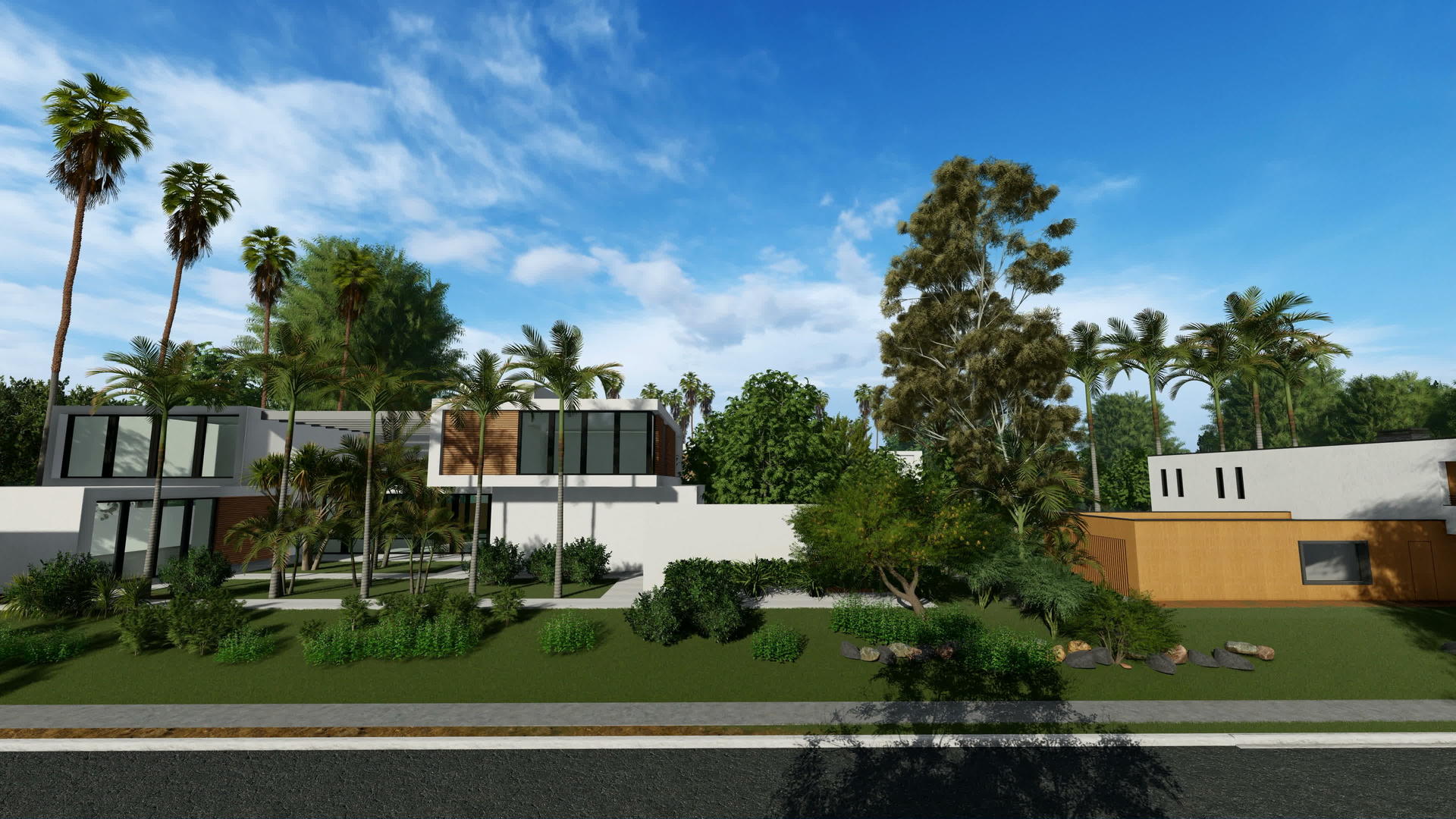 现代别墅在热带岛屿上有棕榈树视频的预览图