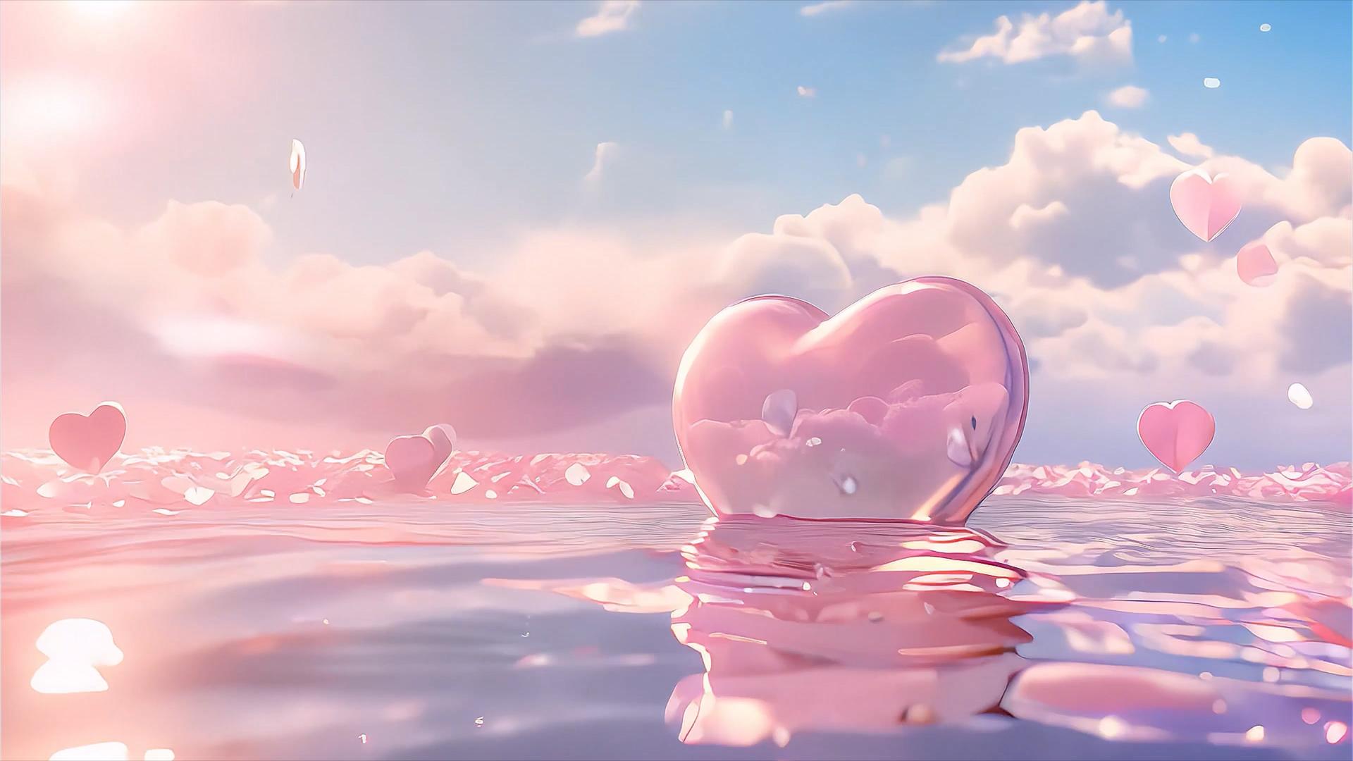 简洁唯美感恩节粉色爱心背景视频视频的预览图