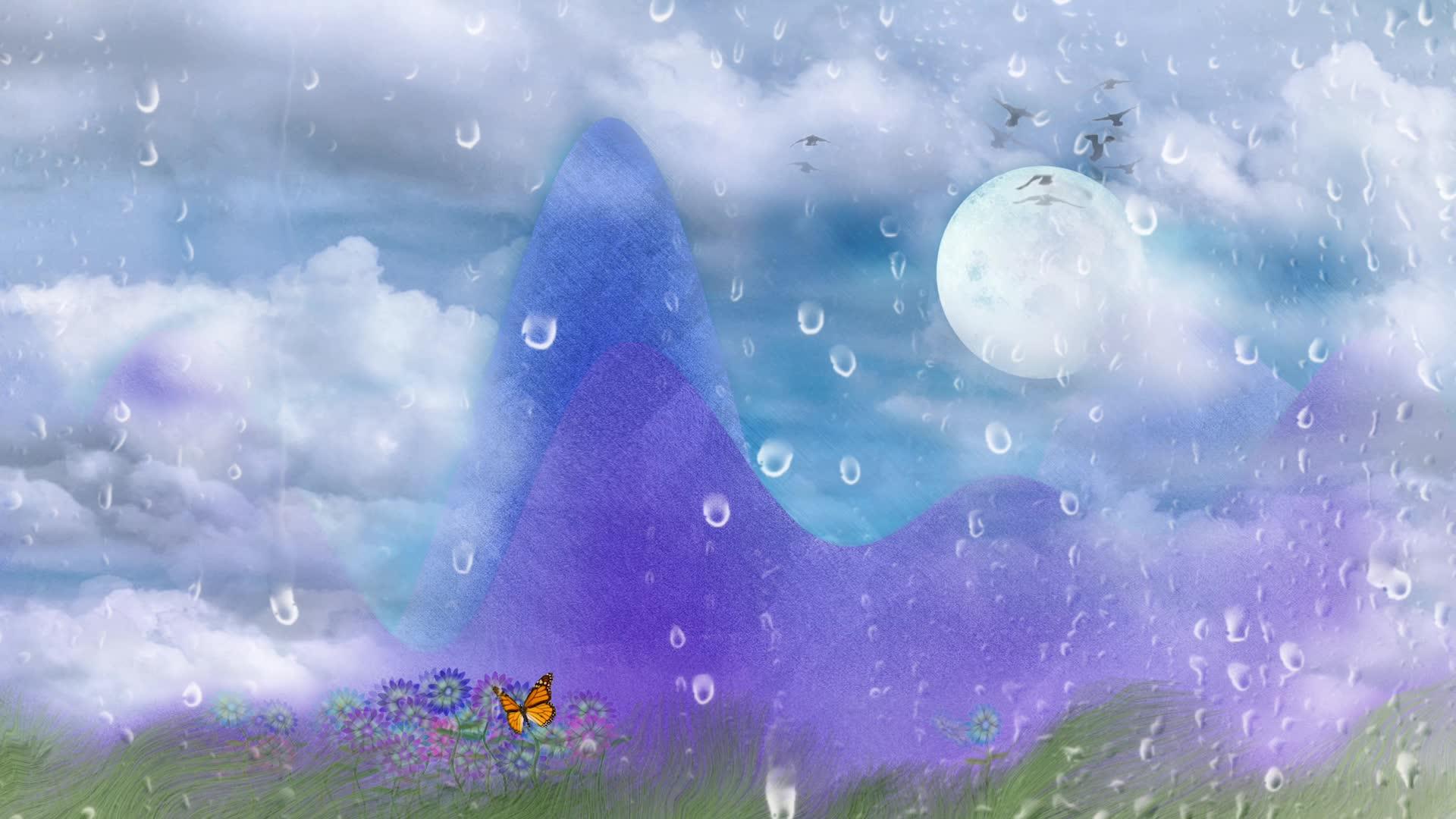 紫山阴云天空中的月亮视频的预览图