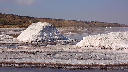 盐湖盐晶体自沉盐覆盖石头干燥湖中的高盐水视频的预览图